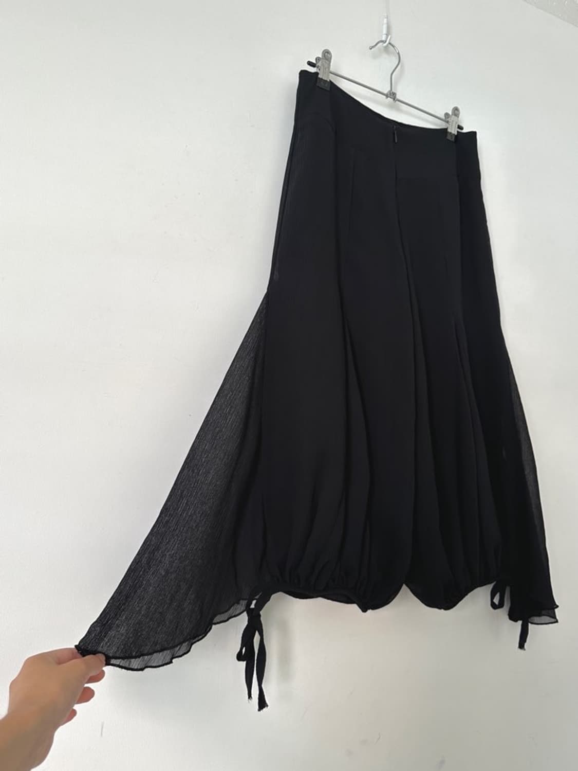 Magical ruffle ribbon crop pants / black 상품이미지3