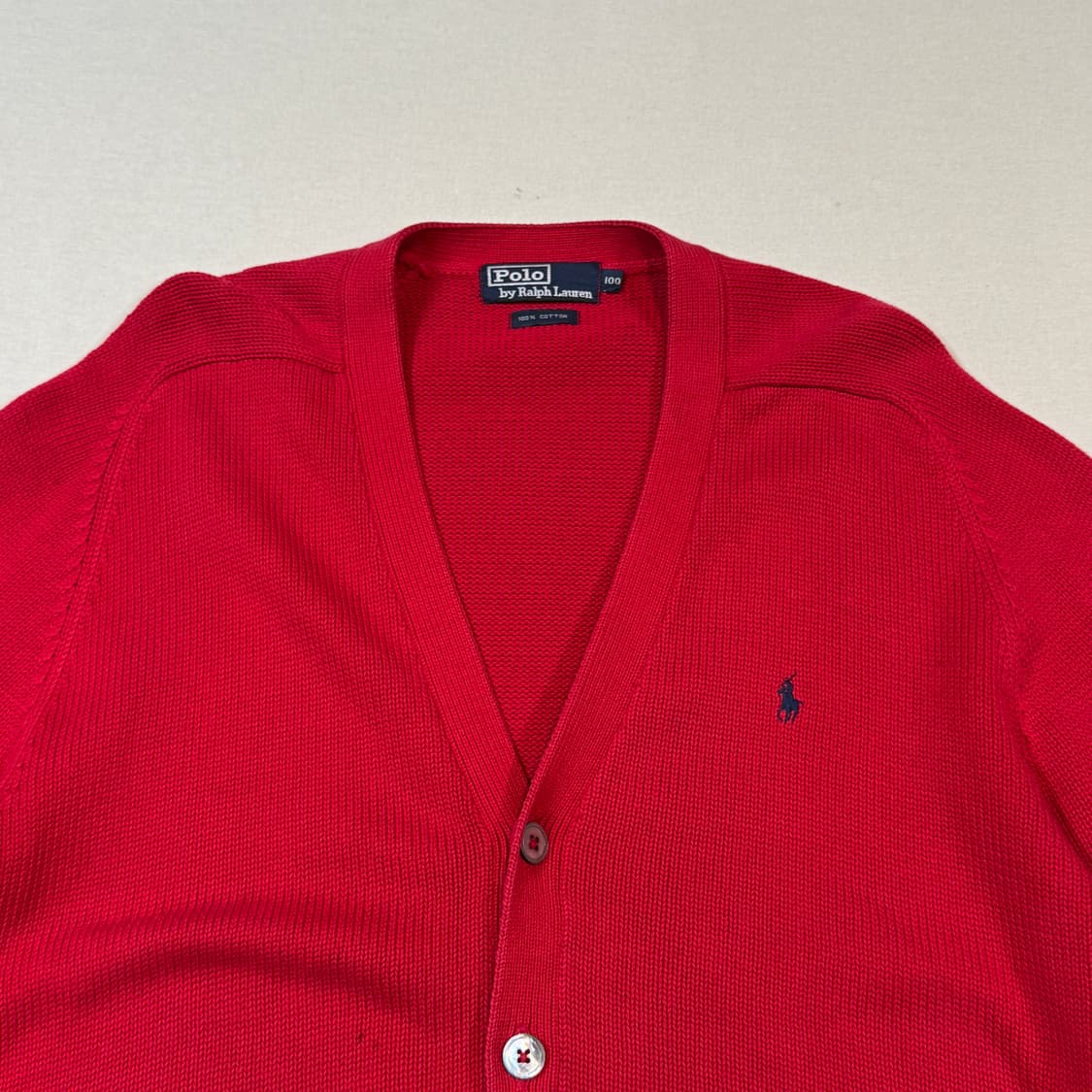 L) 폴로 랄프로렌 헤비 코튼 니트 가디건 레드 상품이미지3