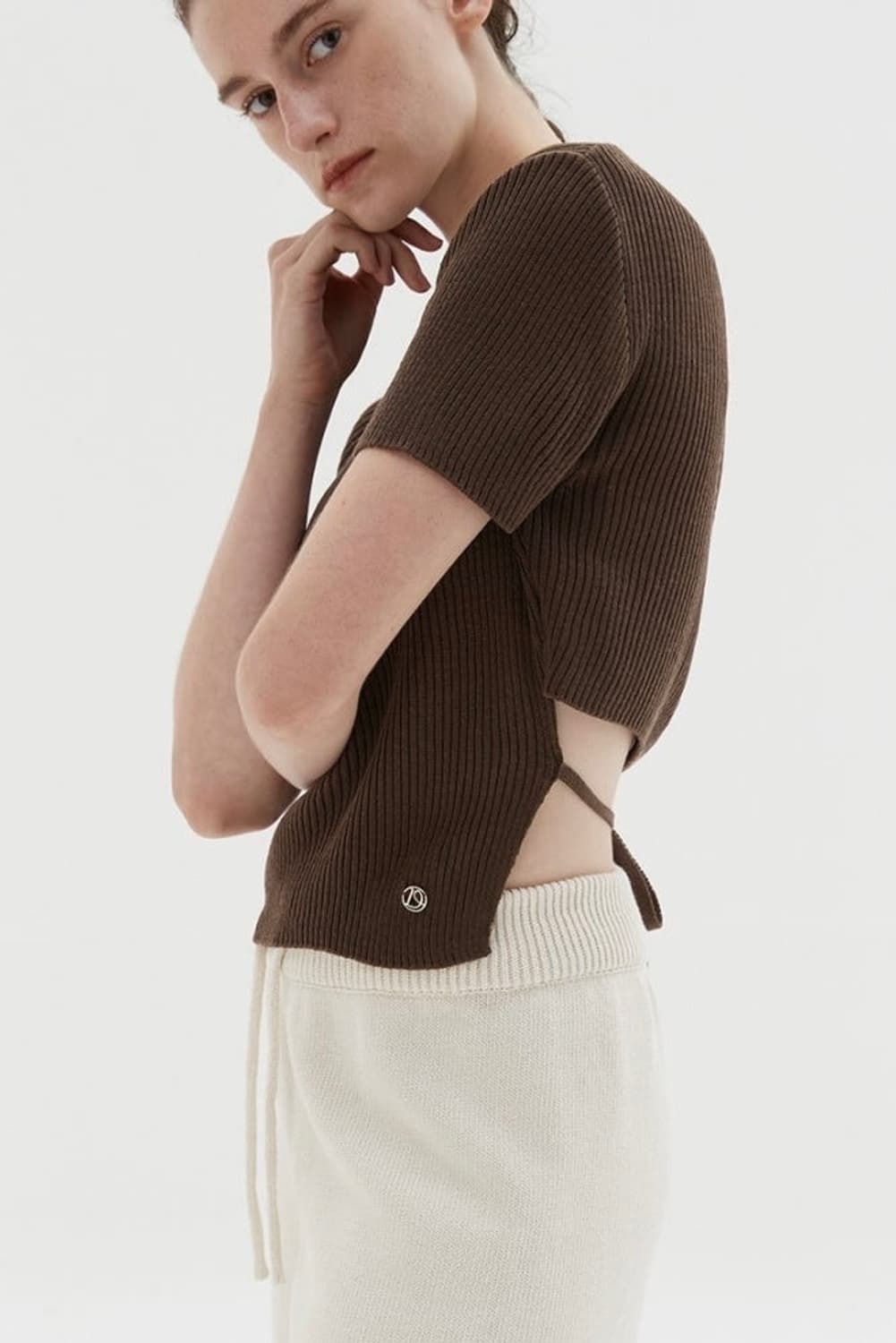 오디에르(ODER) 린넨 스트링 풀오버 반팔 니트 상품이미지2