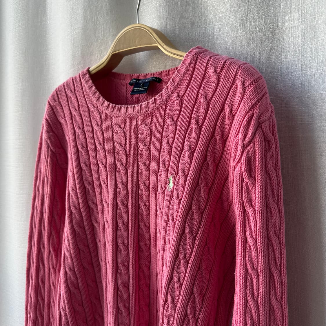 랄프로렌 스포츠 케이블 니트 코튼 스웨터 핑크 M 상품이미지4