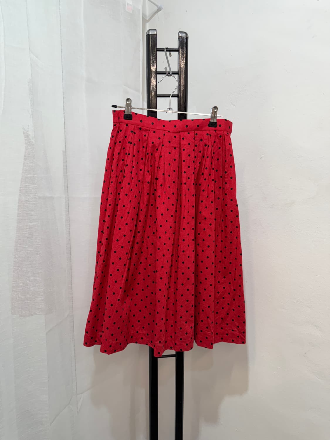 일본빈티지 빨간도트 땡땡이 레드치마 레드스커트 미디치마 3524 상품이미지1