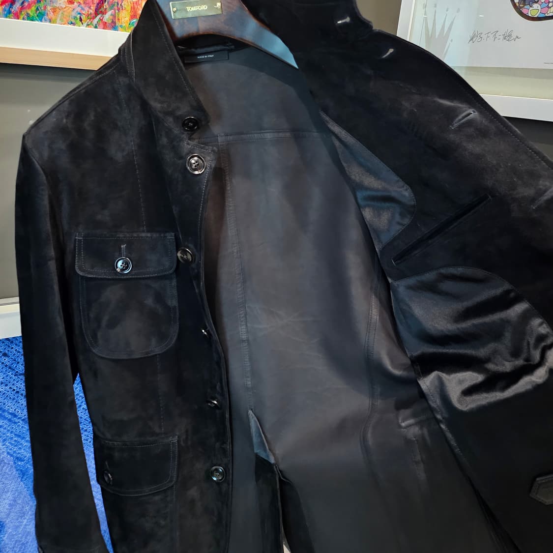 톰포드 캐시미어 스웨이드 블랙  해링턴 자켓 상품이미지5