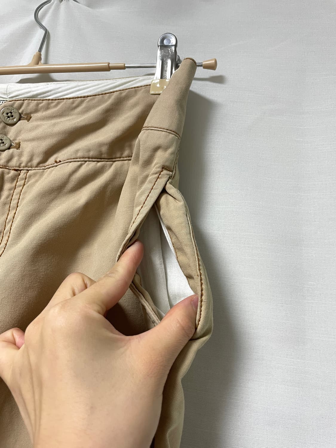 폴로진스 여성 코튼린넨 와이드레그 면팬츠 치노팬츠 _ 베이지 상품이미지4