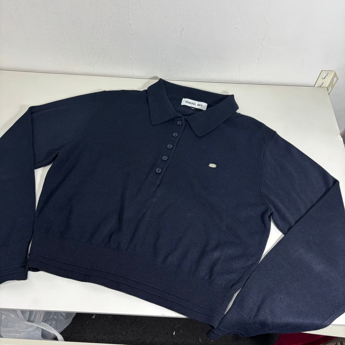 우먼M 제너럴아이디어 다크네이비 카라 반집업니트 상품이미지1