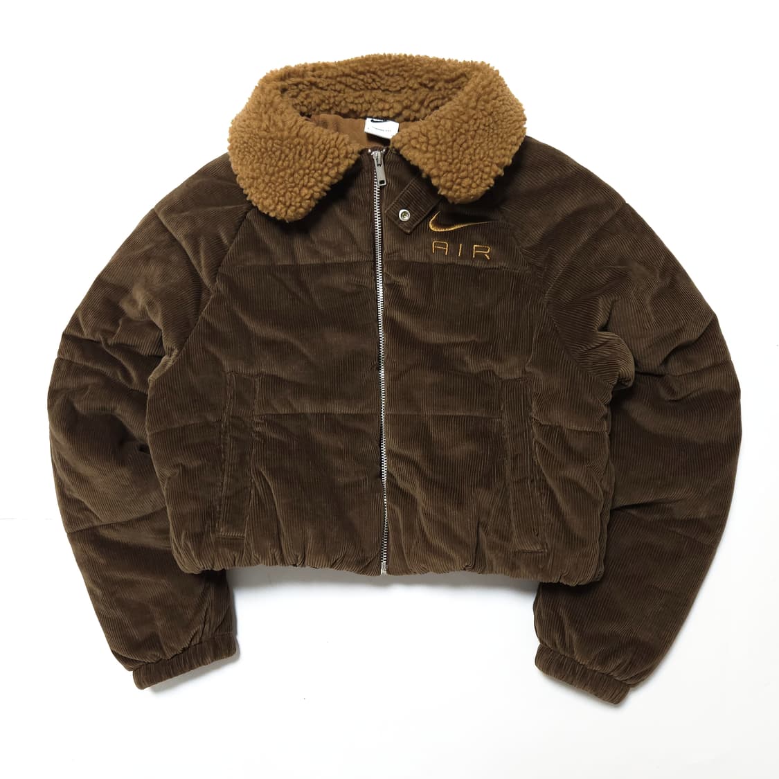 나이키 에어 우먼 코듀로이 윈터 크롭 패딩 자켓 브라운 상품이미지1