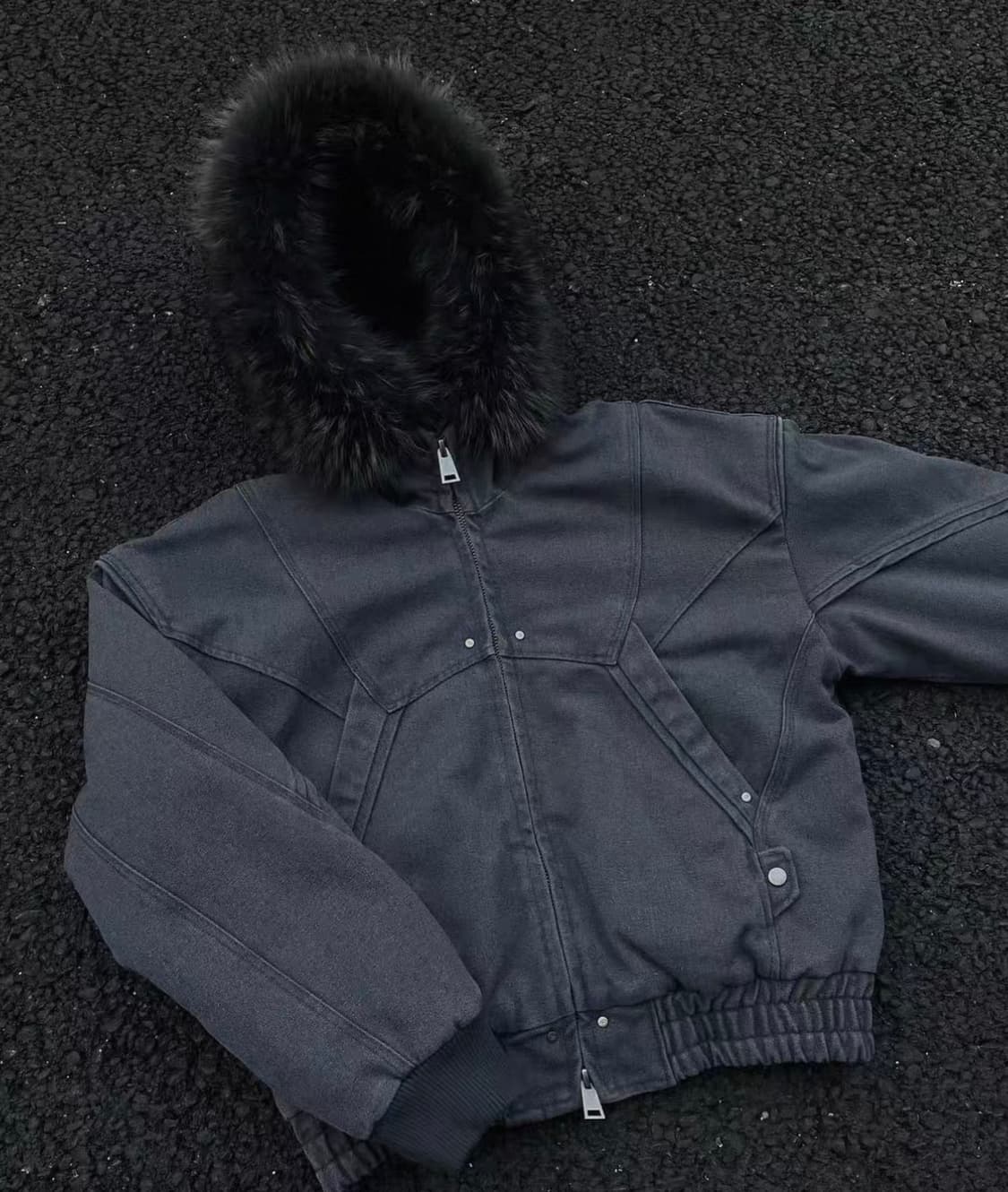 퍼후드 워싱 항공점퍼 다크그레이 상품이미지1