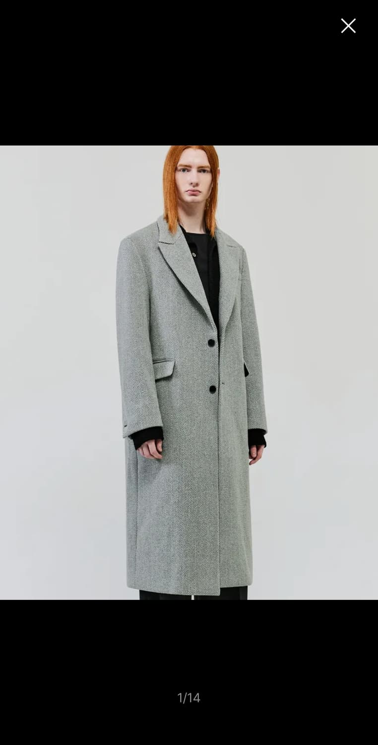 엘무드 빅맘 헤링본 싱글 코트 그레이 46사이즈 (새상품) 상품이미지2