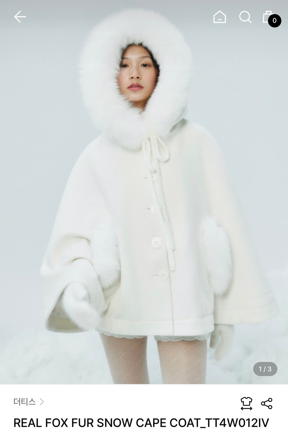 더티스 폭스 퍼 케이프 REAL FOX FUR SNOW CAPE COAT 상품이미지1