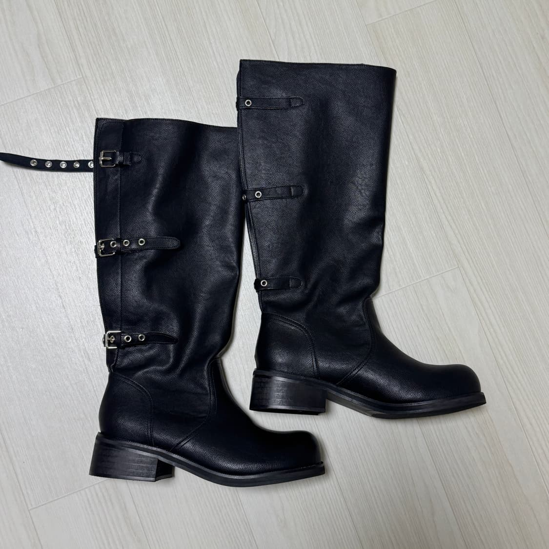 버클 와이드 롱부츠 블랙 38 상품이미지4