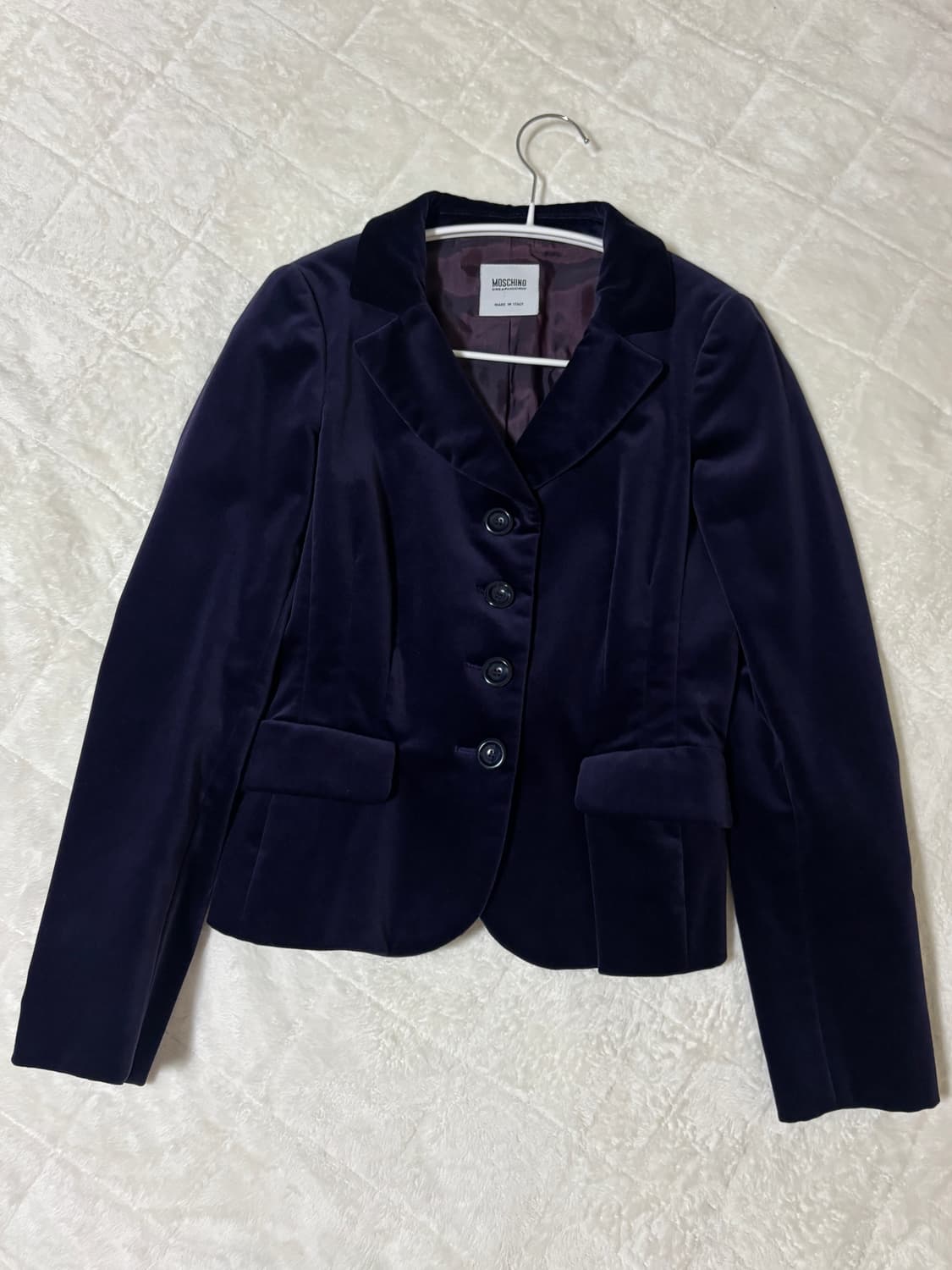 Moschino 모스키노 벨벳 리본 블레이져 자켓 퍼플 히메 갸루 고딕  상품이미지1