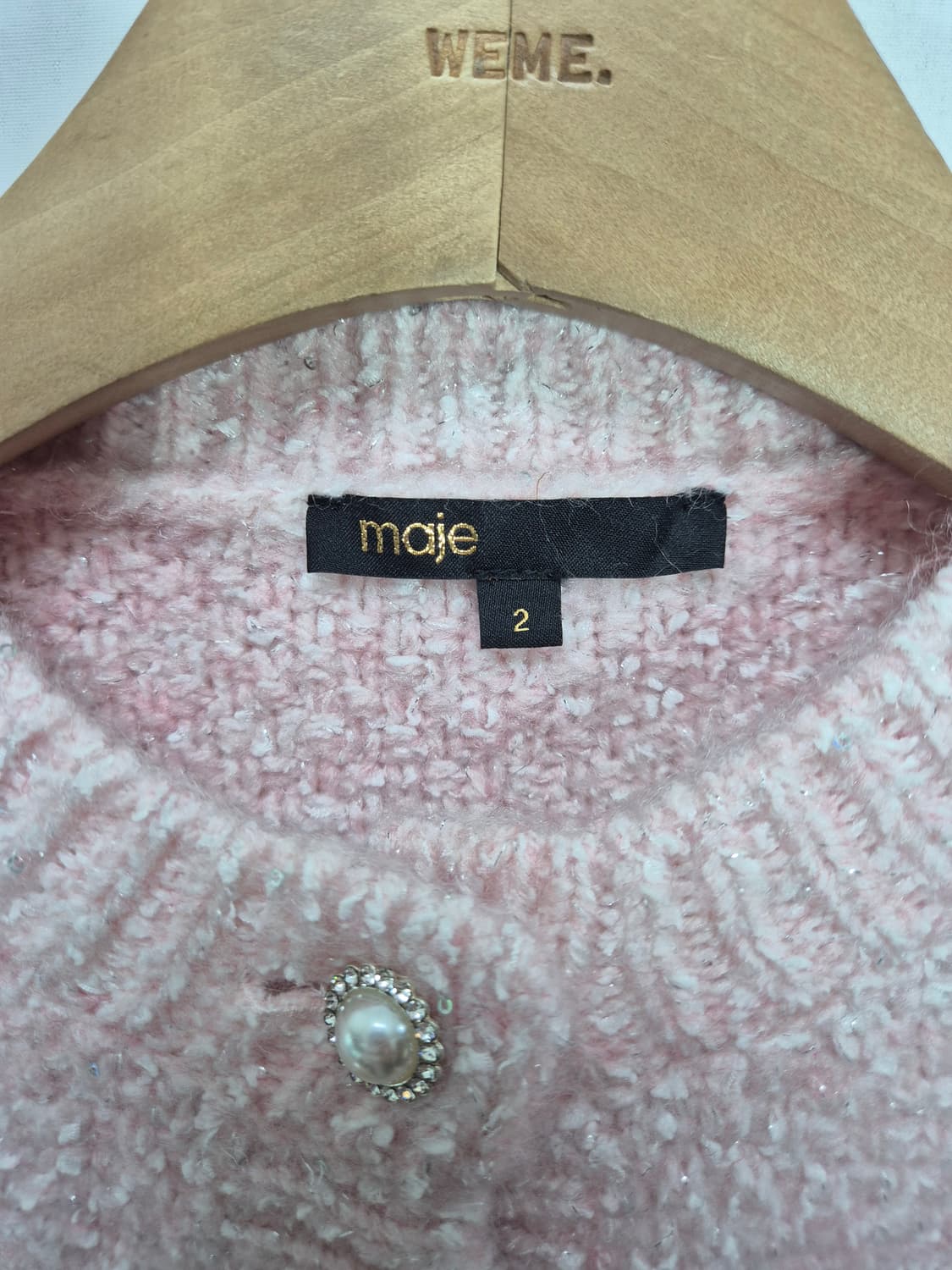 maje 마쥬 트위드 핑크 가디건 상품이미지3