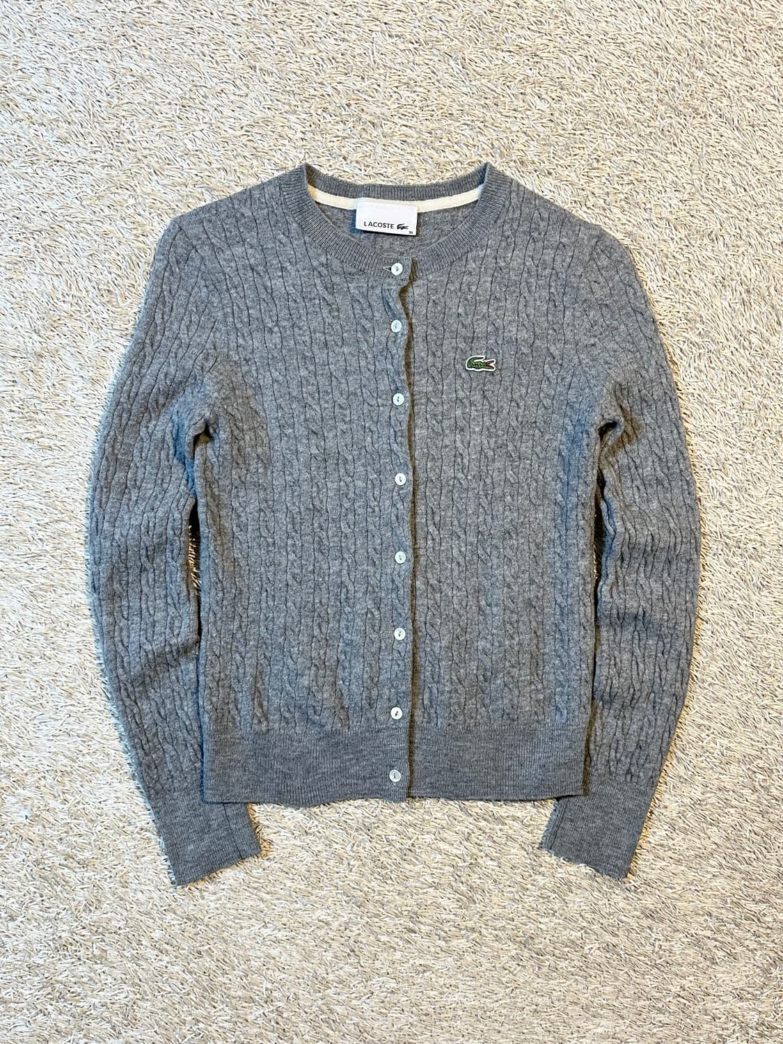 라코스테 LACOSTE 신형 케이블 울 가디건 그레이 여성 36 상품이미지1