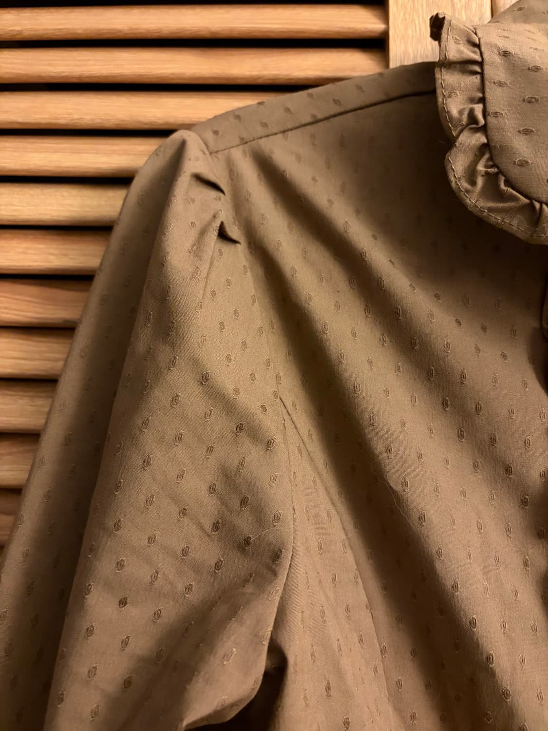 브라운 러플 셔츠 프릴 블라우스 상품이미지5