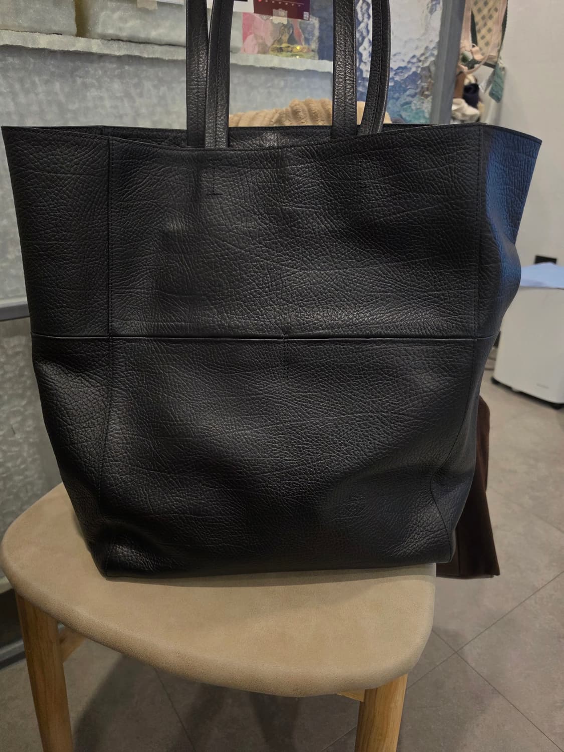 토니웩 레더 쇼퍼백 블랙 상품이미지6