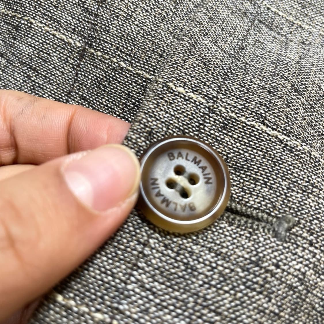발망 Balmain 브라운 체크 린넨 블레이저 자켓 104R 상품이미지7