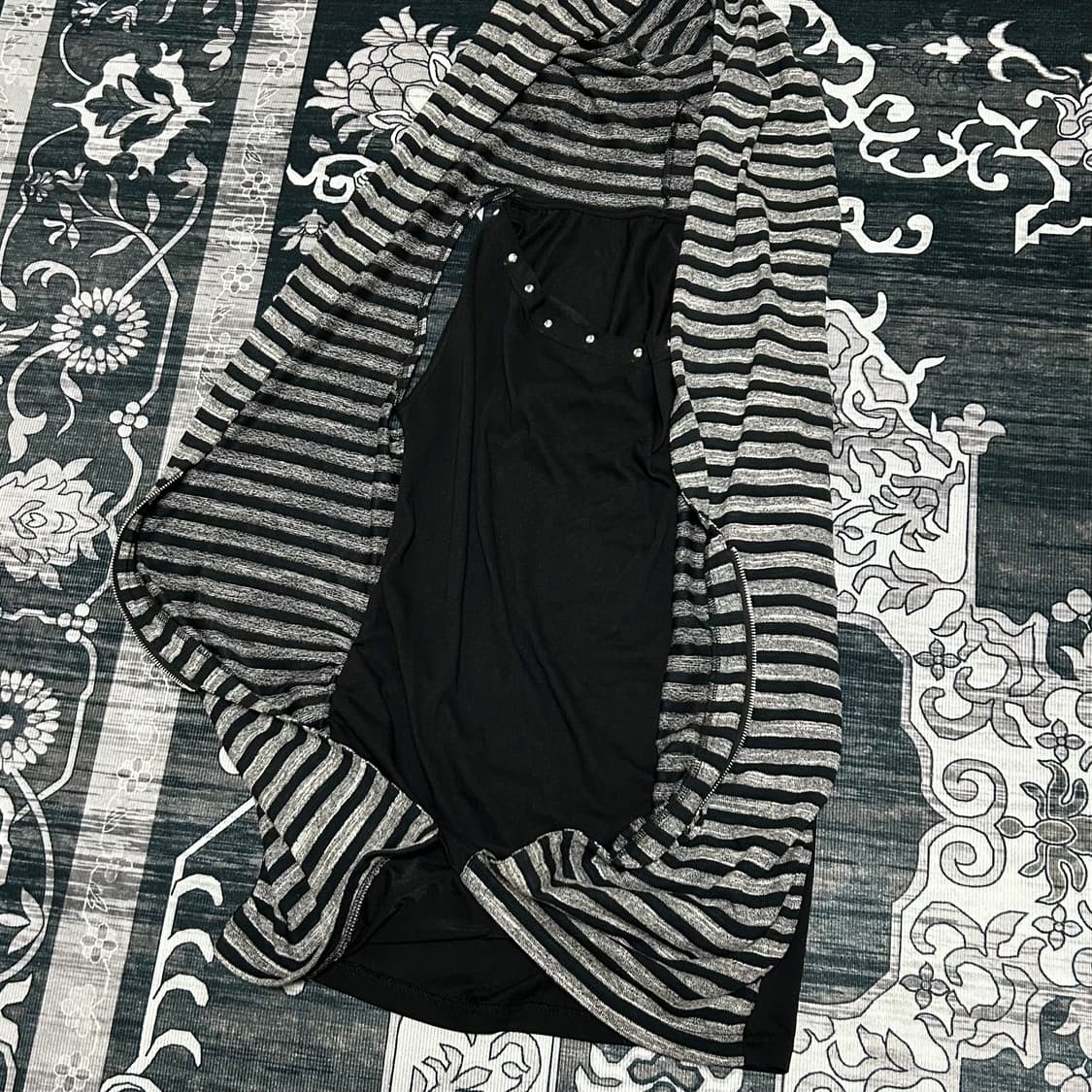 double punch y2k stripe fake layeredhood 상품이미지4