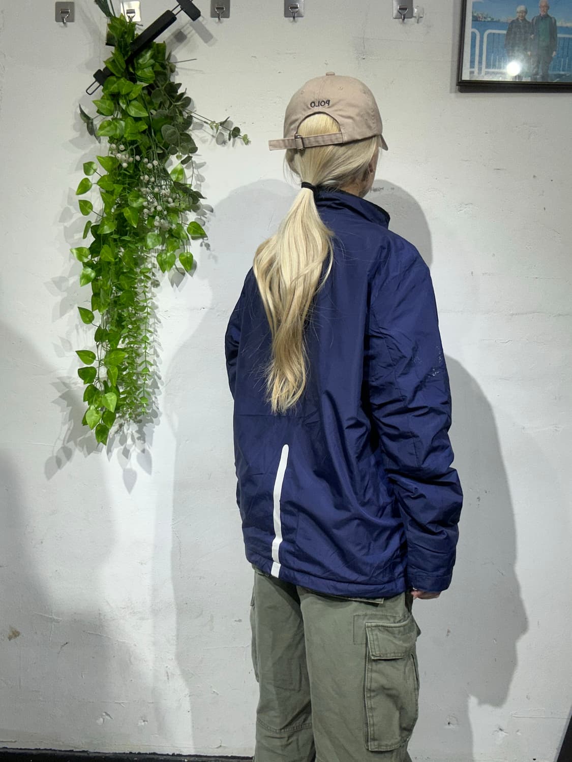 아식스 네이비 로고 바람막이 자켓 M 상품이미지3