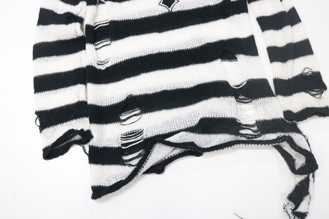 빈티지 크로스 패치 디스트로이드 스트라이프 니트 상품이미지5