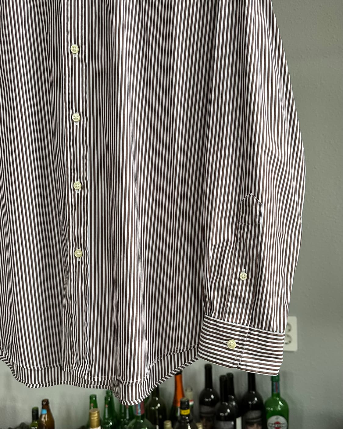 [L]폴로 랄프로렌 클래식핏 브라운 스트라이프 포플린 셔츠 상품이미지5