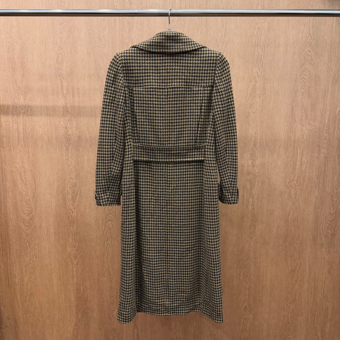 랄프로렌 더블 브레스티드 롱 코트 클래식 하운드투스 패턴 디테일 브라운 상품이미지3