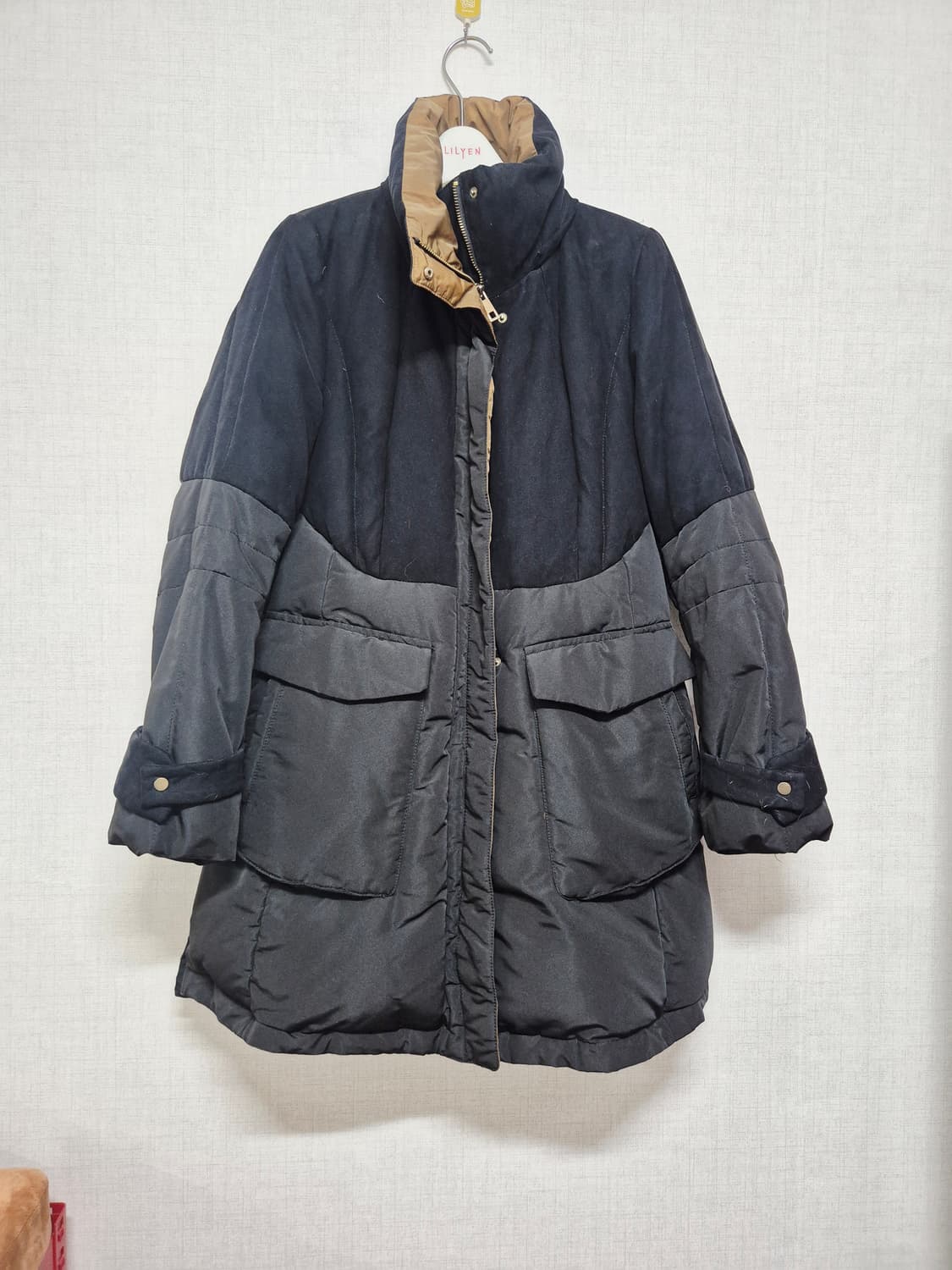 블랙 롱 패딩 코트 상품이미지1