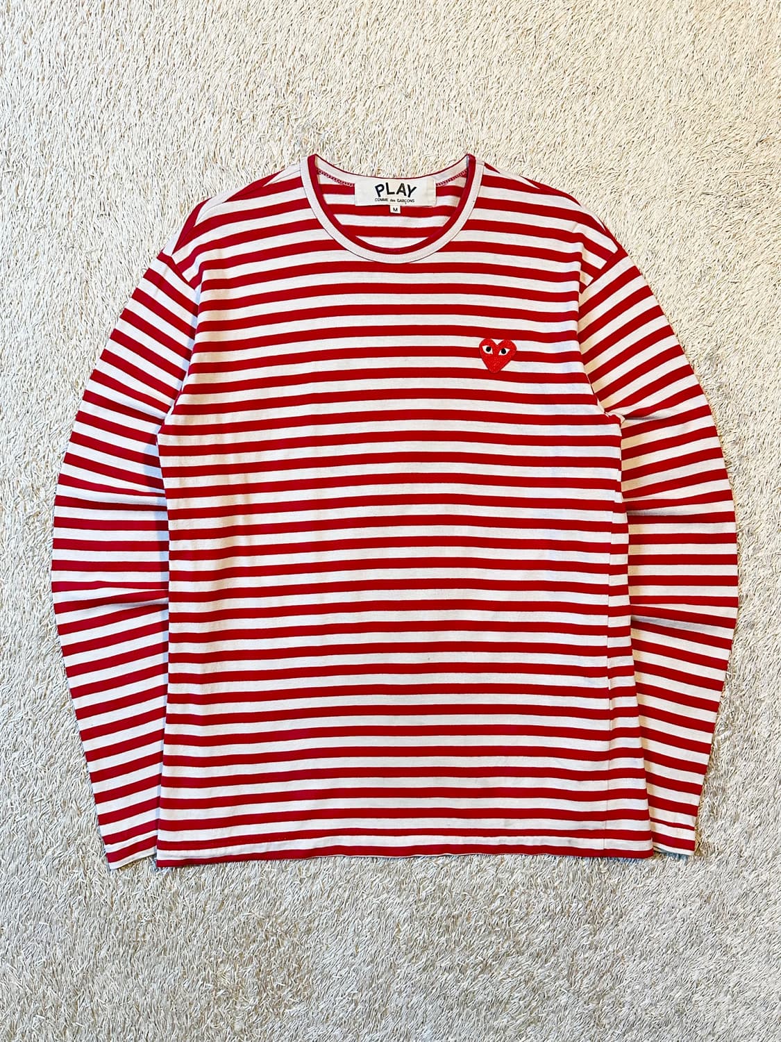 꼼데가르송 레드 하트와펜 스트라이프 긴팔 보더티 레드 상품이미지1