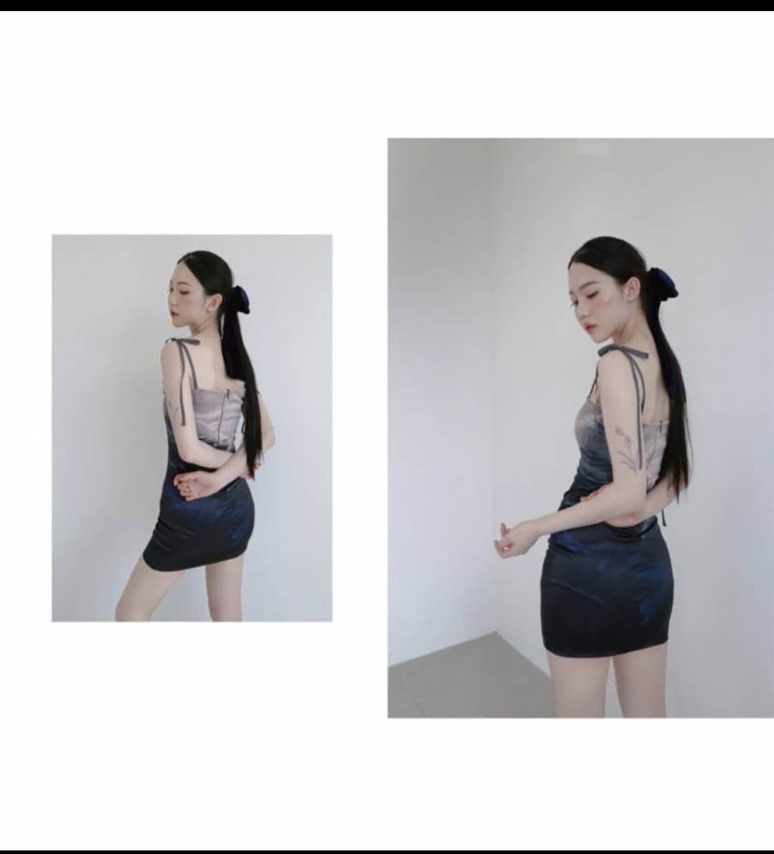 달링유어배드 새틴 미니 드레스 웨이브 상품이미지4