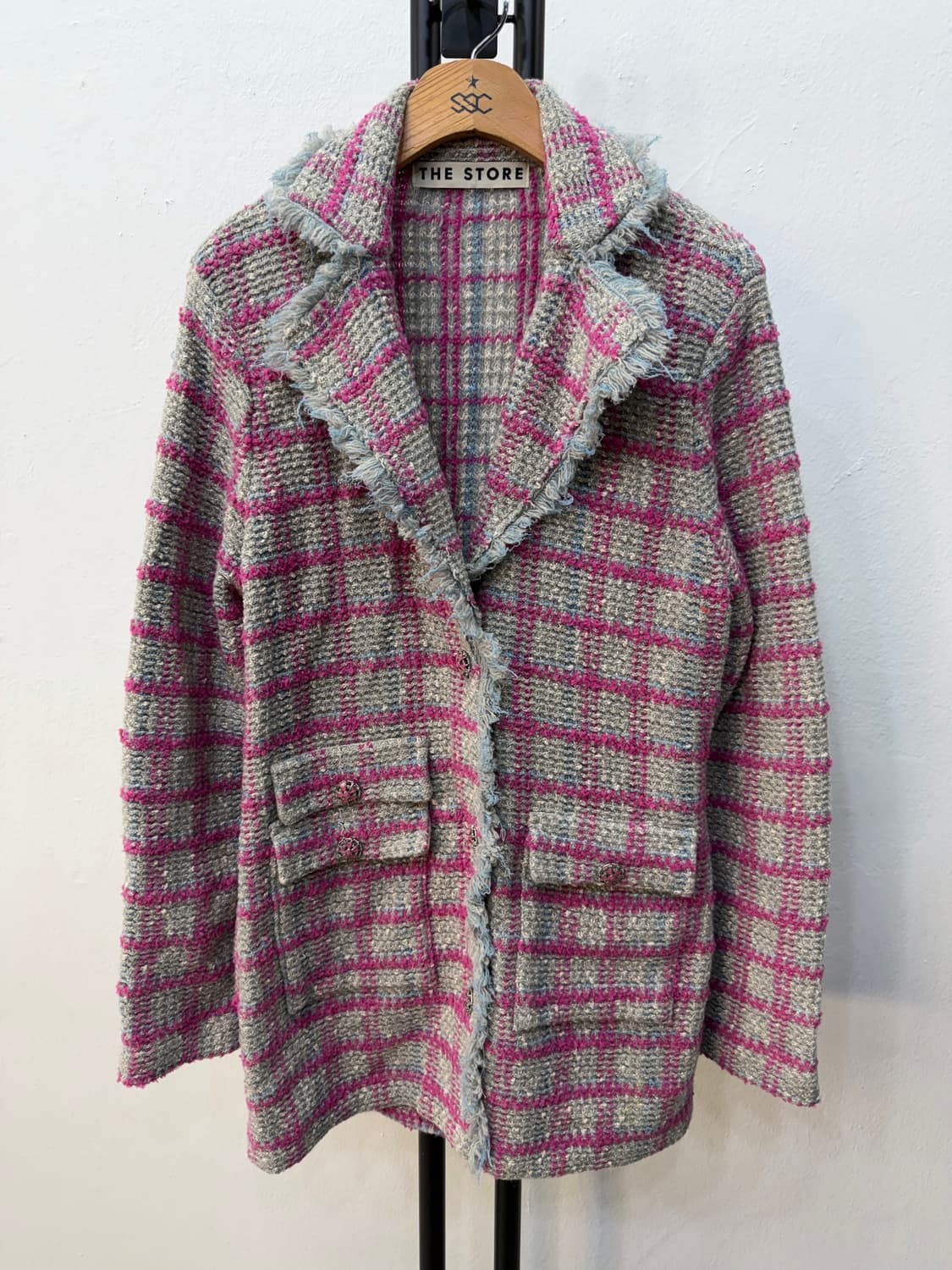 정품) 더스토어 한섬 트위드 체크 자켓 90F 상품이미지1