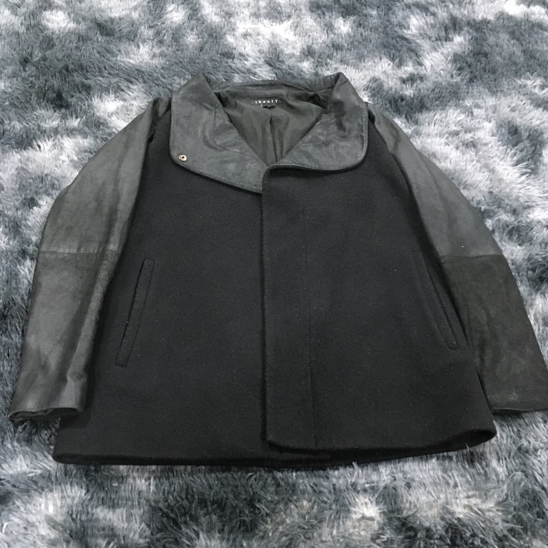 투티/0272 theory 울 코트 자켓 하이넥 하프코트 염소가죽 셸 상품이미지3