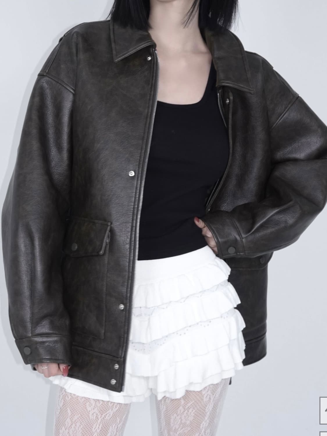 페이제이드 패디드 오버핏 레더자켓 상품이미지2