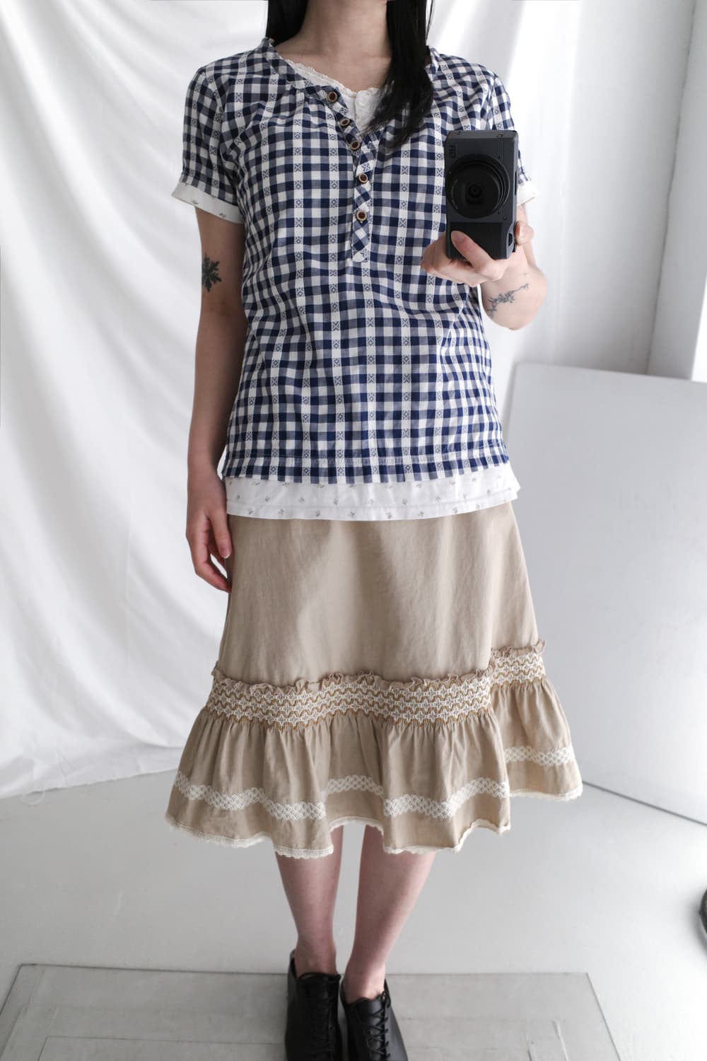 check layered half T 상품이미지7