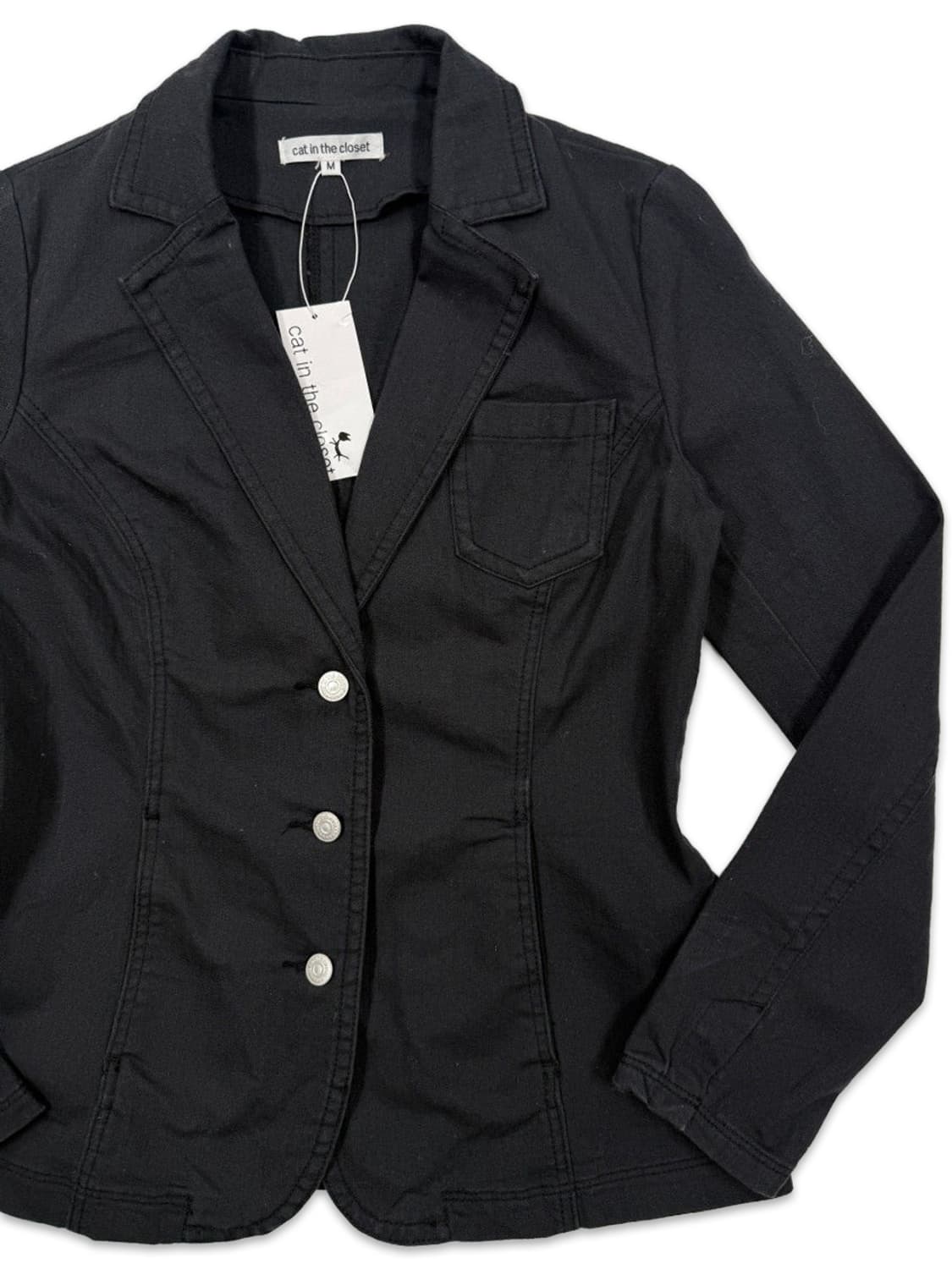 빈티지 cat in the closet 블랙 라인 슬림핏 싱글 자켓 상품이미지2