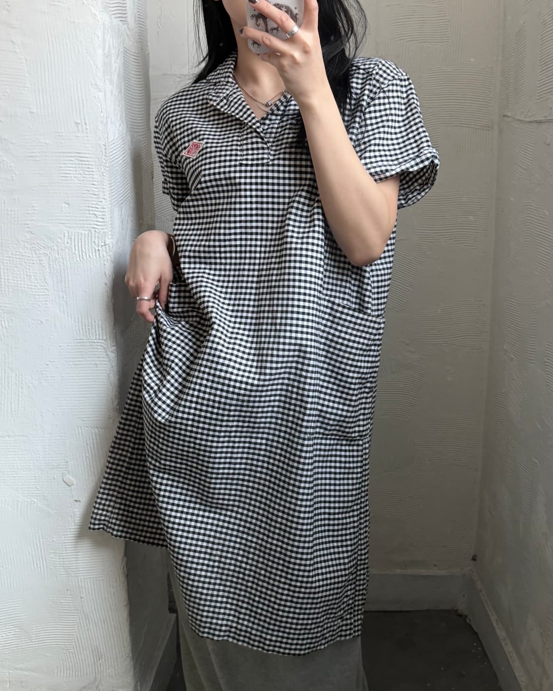 DANTON 단톤 깅엄체크 투포켓 셔츠 원피스 상품이미지8