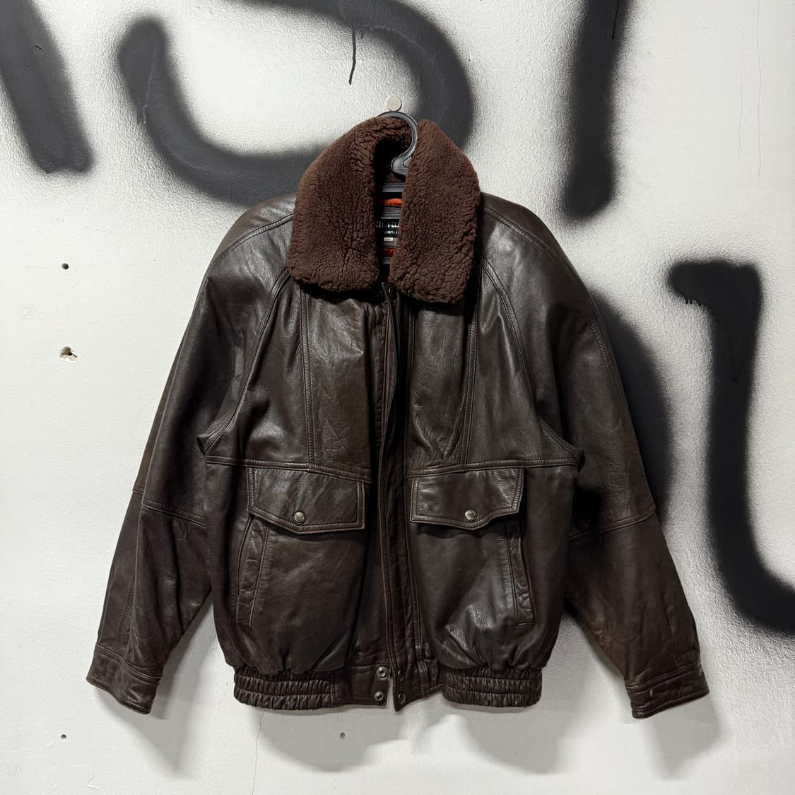 VTG 빈티지 100% 쉽스킨 퍼 카라 탈부착 퀼팅 양가죽 자켓 상품이미지1