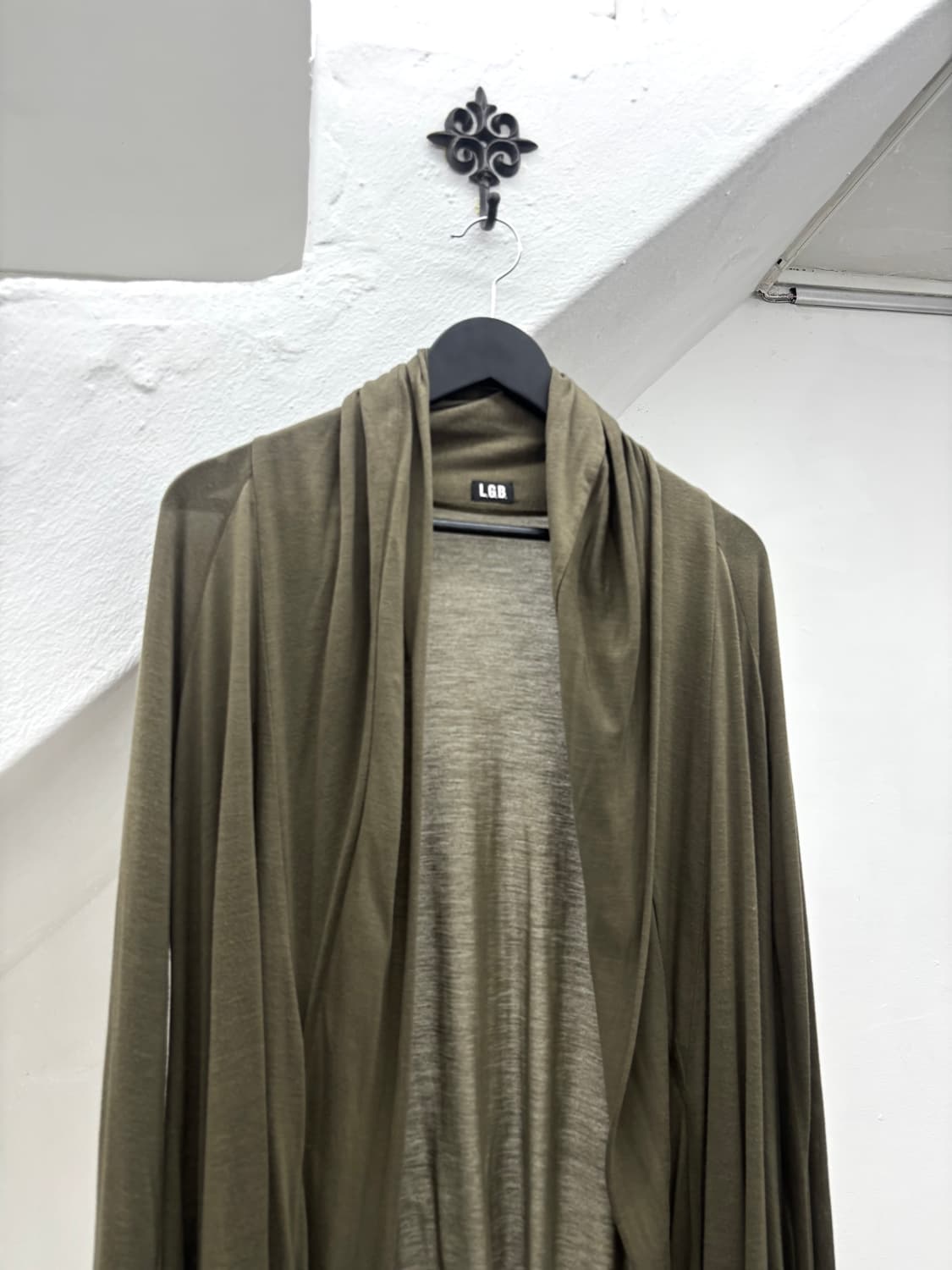 L.G.B Dust Olive Shawl Drape Cardigan   상품이미지6