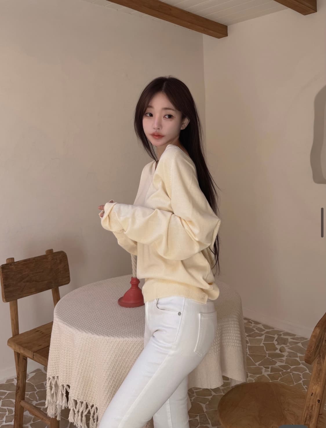 카인다미 브이넥 니트 티 상품이미지2