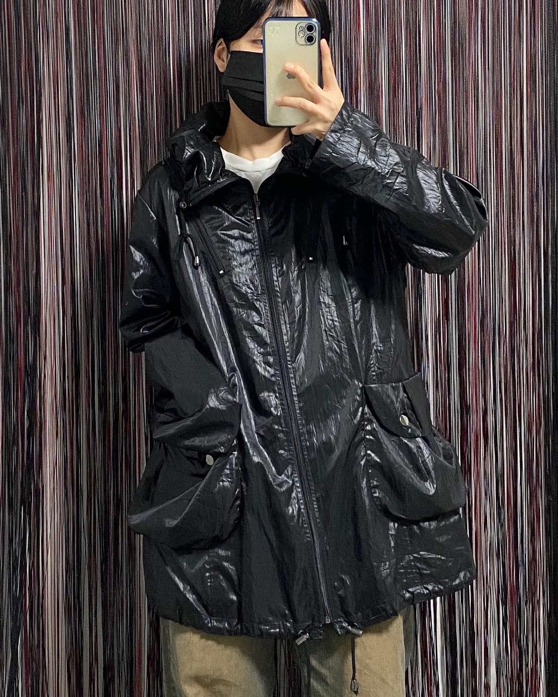 Japan)블랙 하이넥 나일론 윈드브레이커   상품이미지4