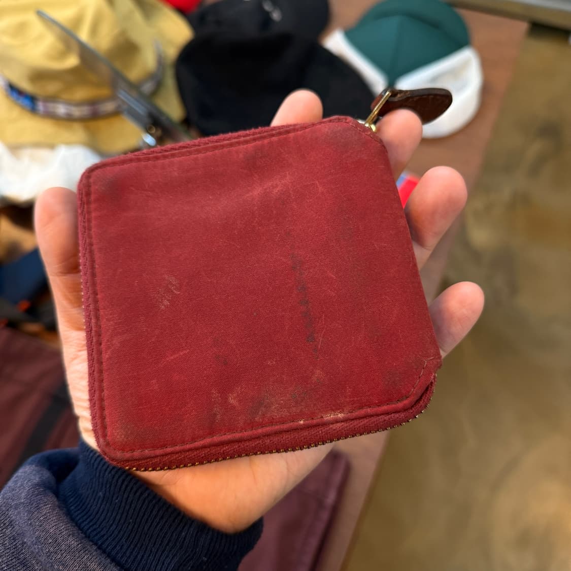 RRL 오일 코튼 버건디 월렛 상품이미지2