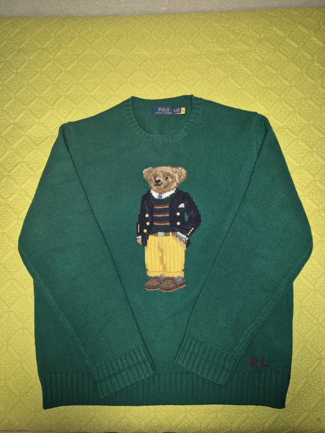 폴로 베어 인타르시아 니트 스웨터 그린 상품이미지1