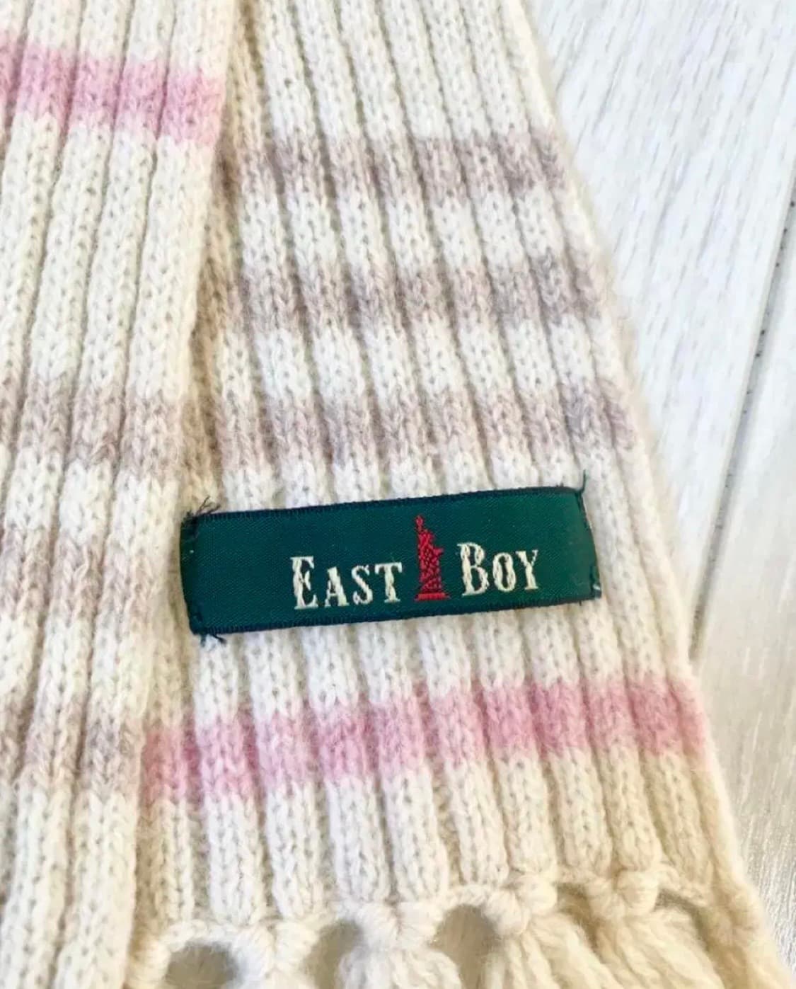 이스트보이 스트라이프 니트 머플러 라떼갸루 딸초 상품이미지4