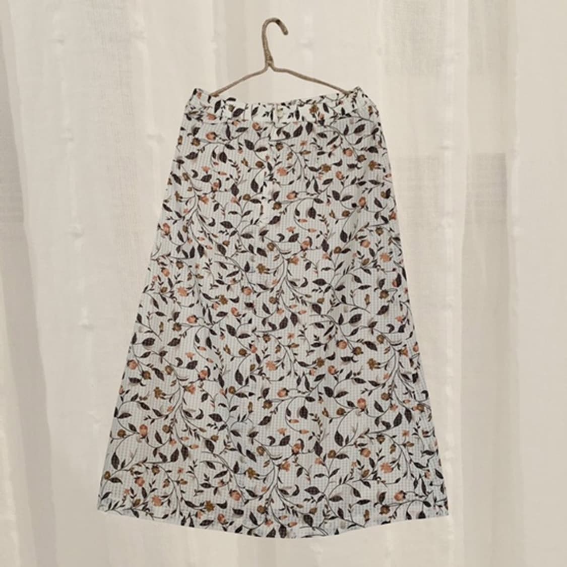 Vintage Check Pattern Flower Long Skirt 상품이미지6