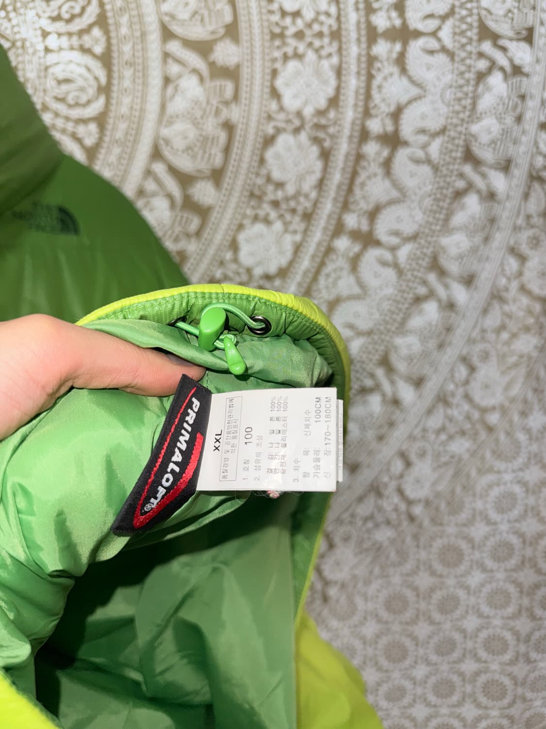 노스페이스 라임 배색 패딩  상품이미지8