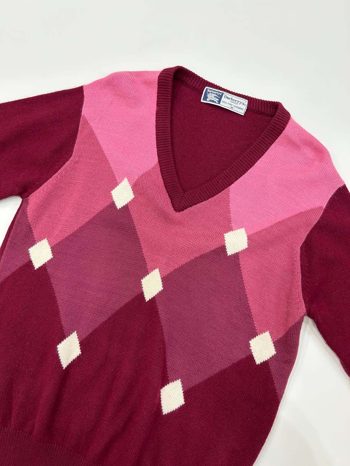 BURBERRY 버버리 핑크버건디 아가일니트 상품이미지4