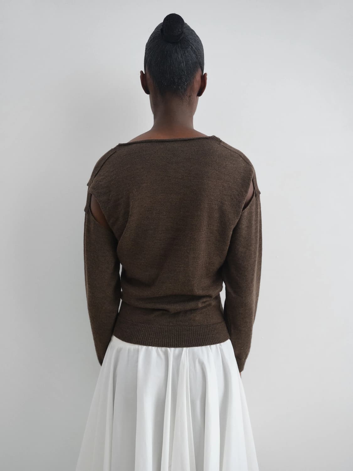 (S,M) 기마구아스 COUCOU 컷아웃 슬리브가디건 브라운 상품이미지6