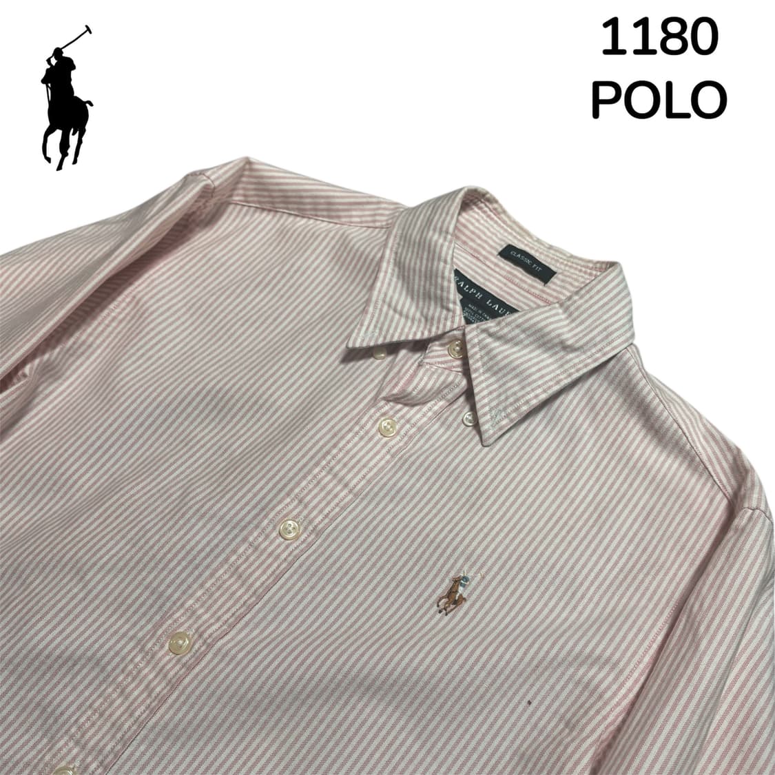 폴로 클래식핏 스트라이프 여성용 핑크 셔츠 xs 상품이미지4