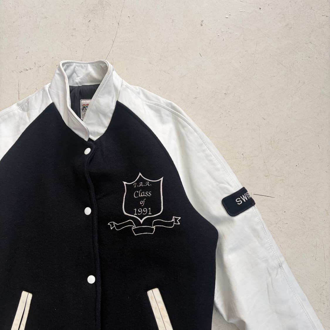 90s Logos in Motion 빈티지 울 레더 바시티 자켓 38 상품이미지2