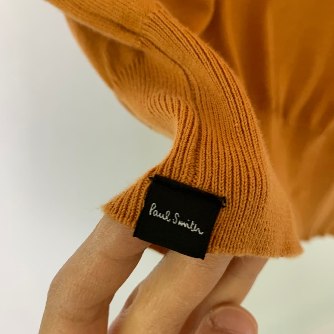 폴스미스 슬림 세미크롭 반팔 니트 가디건 오렌지브라운 빈티지 상품이미지6