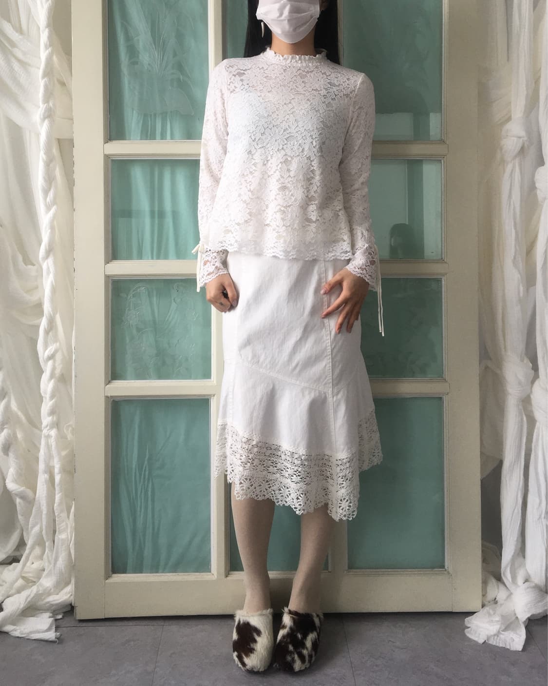 lace high neck sleeve 상품이미지1