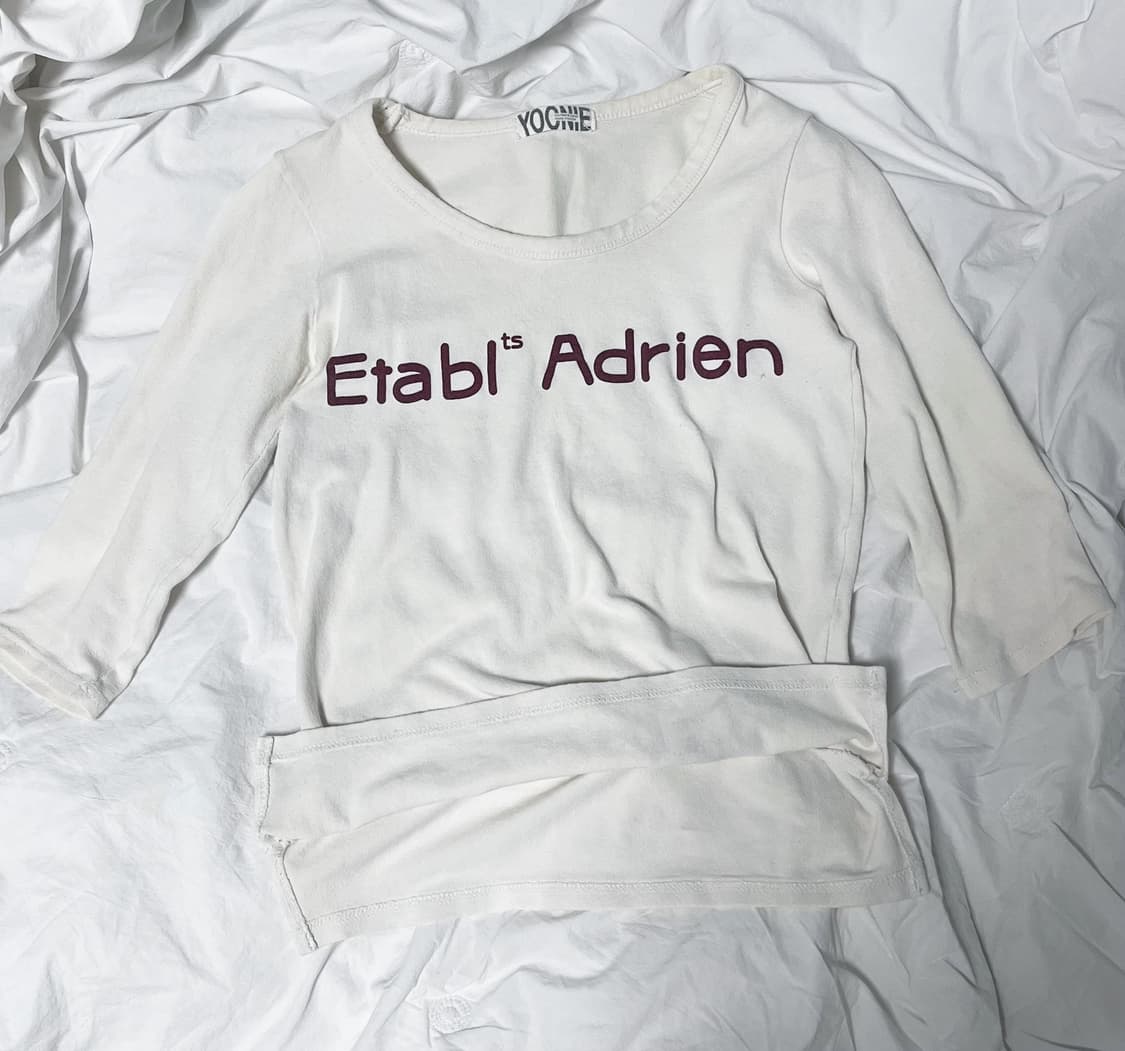 빈티지 아이보리 칠부 롱슬리브 긴팔티셔츠 상품이미지1