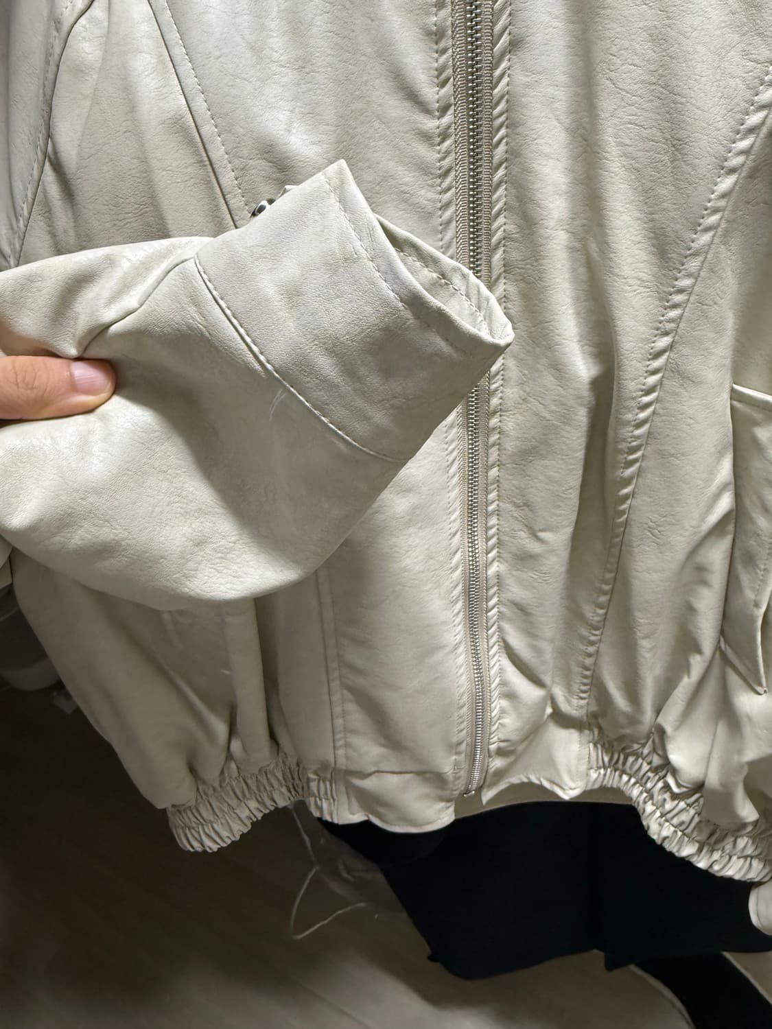 제니오 zaenio 에밀리 레더자켓 (샌드 아이보리) 상품이미지9